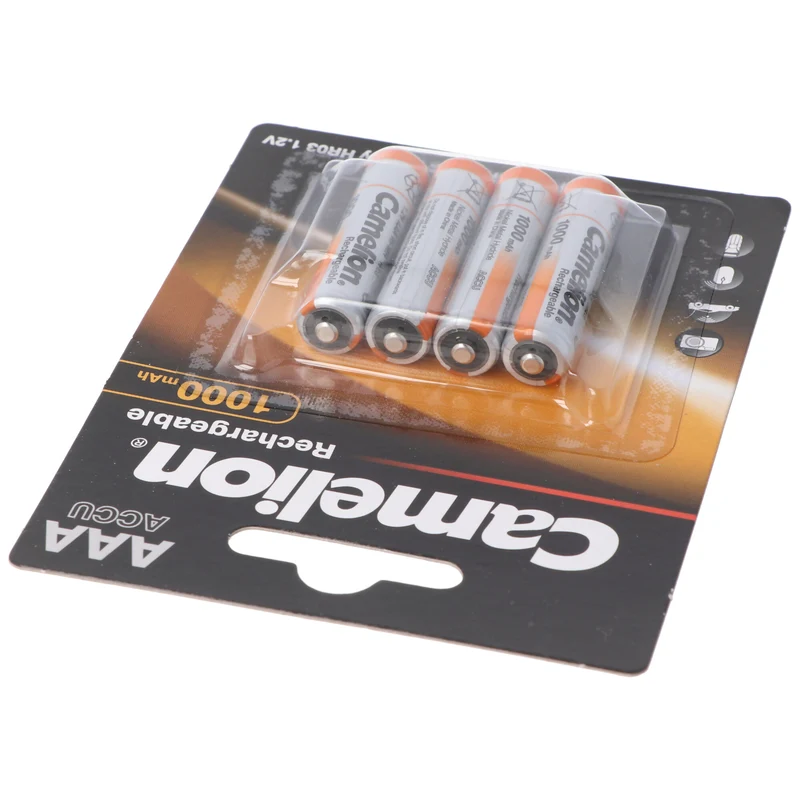 Camelion AAA, Micro, LR03, HR04, NiMH Akku mit bis zu 1000mAh, 4er Blisterverpackung