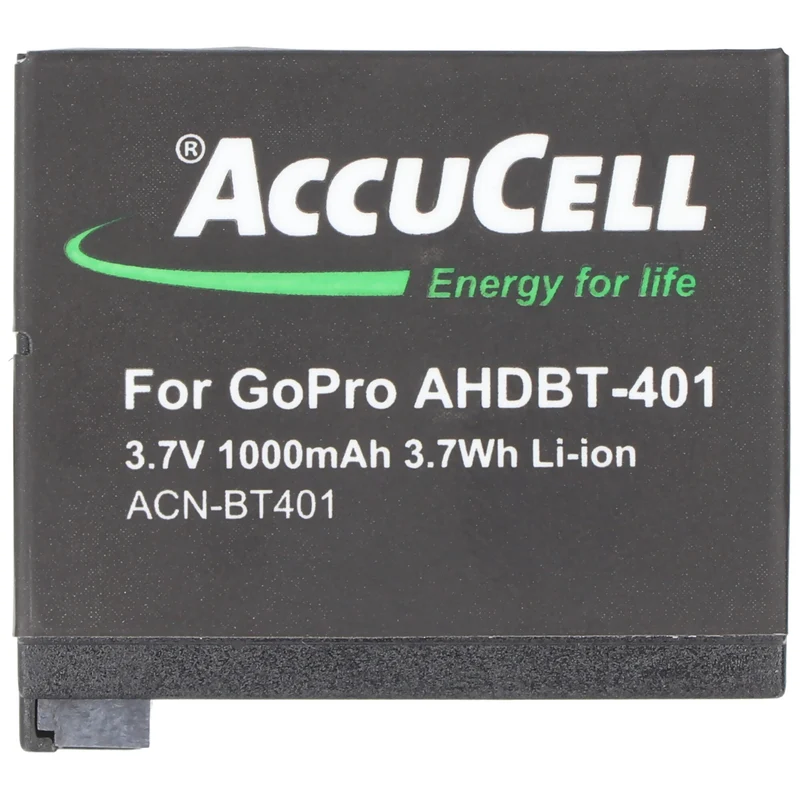 AccuCell Akku passend für GoPro Hero 4 Akku AHDBT-401, BT-401 mit 100mAh (kein original GoPro Artikel)