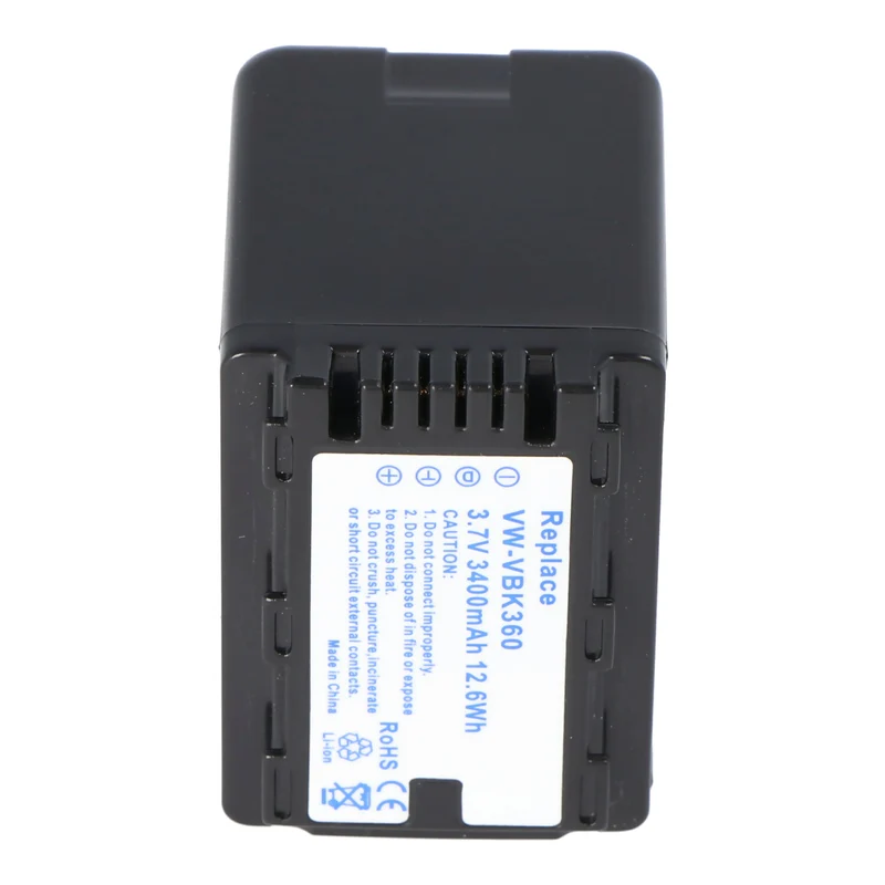 AccuCell Akku passend für Panasonic VW-VBK360, VW-VBK180 3,7 Volt 3400mAh