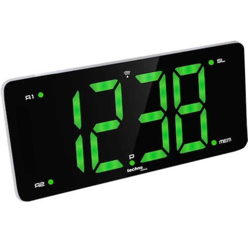 Technoline WT 486 - Funkwecker mit digitaler farbiger Anzeige, Radio Wecker mit Sendungsspeicher, programmierbare Alarme