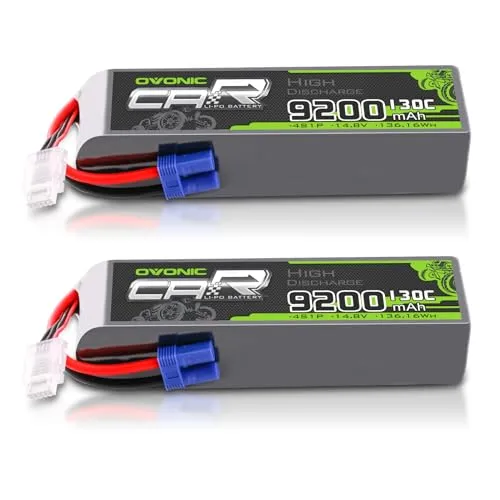 Ovonic Car 4S 9200mAh Lipo Akku 130C 14,8V RC Lipo Akku mit EC5 Stecker (2 Stück)