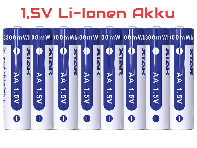 Xtar L8 – Ladegerät + 8x AA (Mignon) LR6 1,5V Li-Ion Akkus zzgl. USB QC3.0 Netzteil