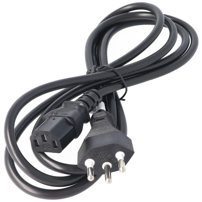 AccuCell Netzkabel mit Schweiz-Stecker für IEC-Buchse C13, Stromkabel Schweiz mit 3 Pin