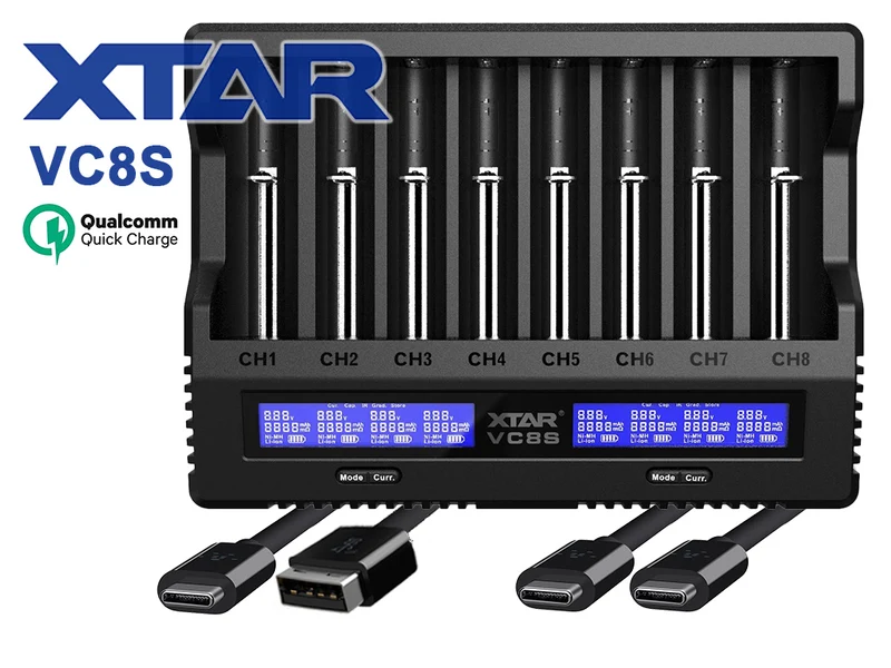 Xtar VC8S - Analyse-Ladegerät für Li-Ion 3,6V - 3,7V und NIMH 1,2V Akkus