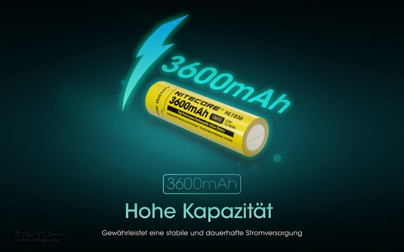 NiteCore Li-Ion-Akku 18650 - 3600mAh, 3,7V - NL1836 PCB geschützt