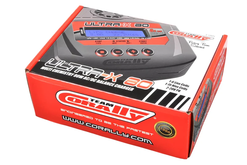 Team Corally Ultra-X 80 AC/DC Balance-Ladegerät 80W 1–6S Lixx 1–15 Nixx 2–20V