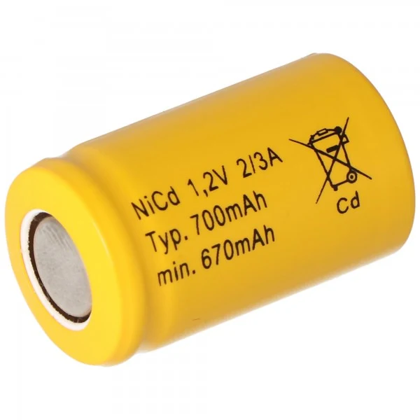 AccuCell KR-600AE 2/3 A NiCd Flat Top 1,2V 700mAh Akku