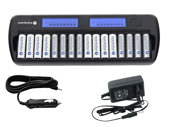 everActive NC-1600 Mikroprozessor-gesteuertes NIMH Ladegerät mit LCD-Display für 1-16 AA/AAA Akkus