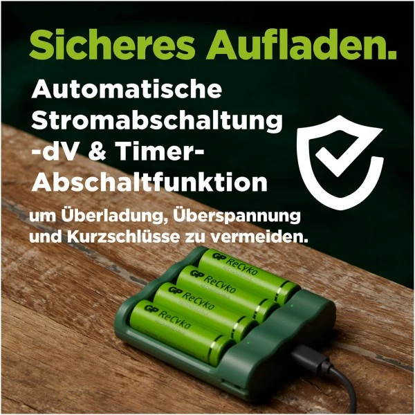 USB-Modell Ladegerät GP B421 Basic-Line 4 x ReCyko AA 2100 mAh