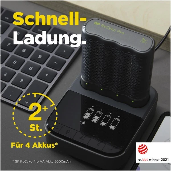 USB-Modell Ladegerät GP P461 Pro-Line 4 x ReCyko Pro AA 2000 mAh USB Dockingstation