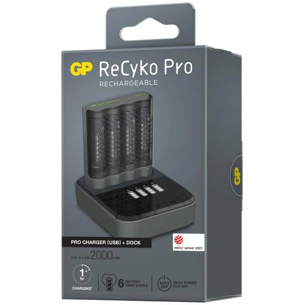 USB-Modell Ladegerät GP P461 Pro-Line 4 x ReCyko Pro AA 2000 mAh USB Dockingstation