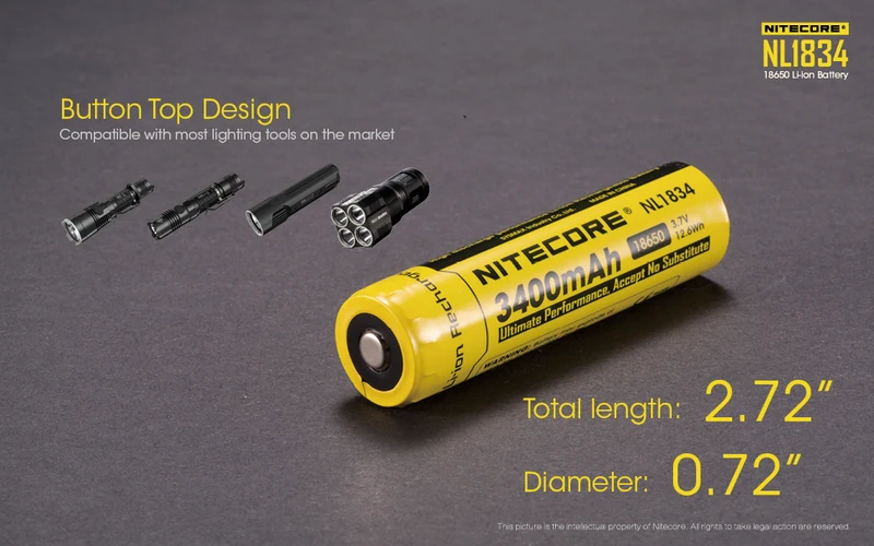 NiteCore Li-Ion-Akku 18650 - 3400mAh, 3,6V - 3,7V - NL1834
