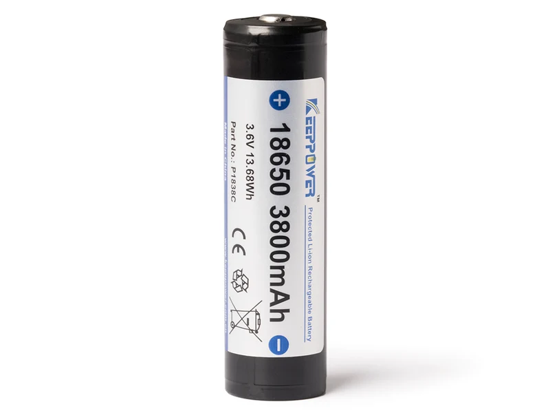 Keeppower 18650 - 3800mAh 3,6V - 3,7V Li-Ion-Akku geschützt (Pluspol erhöht) P1838C