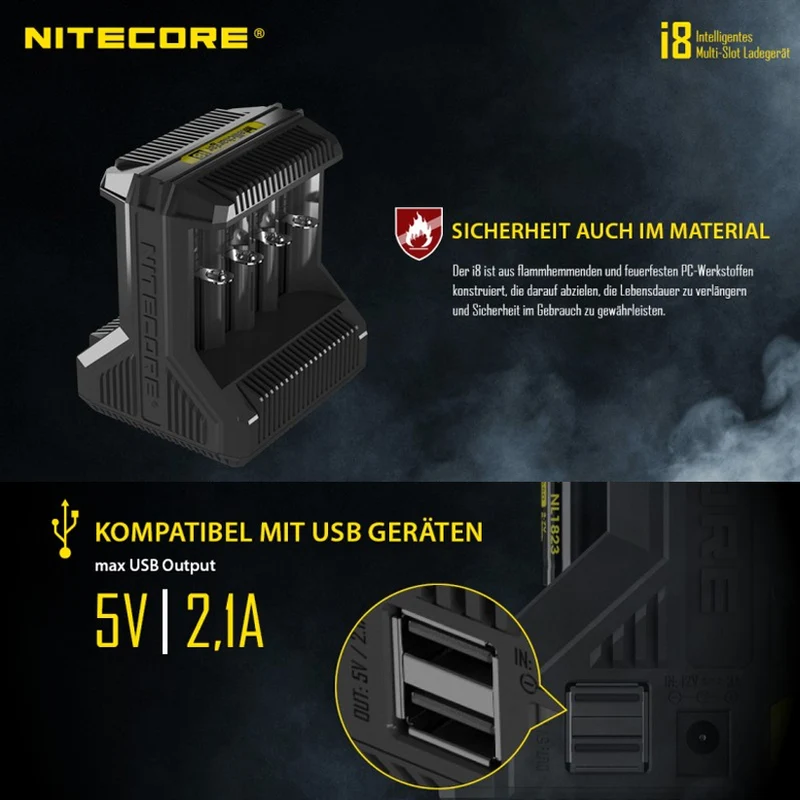8x Panasonic 18650 Li-Ion Akku und 8fach Schnell-Ladegerät inklusive AccuCell AccuSafe