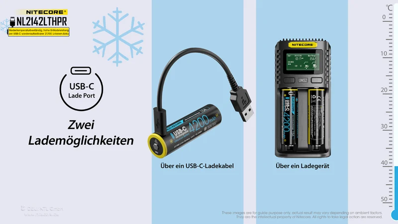 NiteCore 21700 NL2142LTHPR - 4200mAh, Low Temperatur, Li-Ionen 3,6V - PCB geschützt