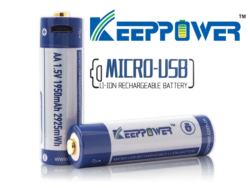 Keeppower AA 1,5V 2925mWh (ca. 1950mAh) Lithium Ionen Akku (Wiederaufladbar über micro USB)