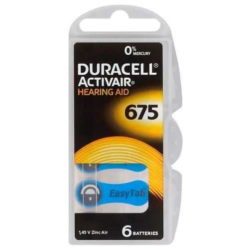 Duracell Activair Hörgeräte-Batterien HG0% Model 675