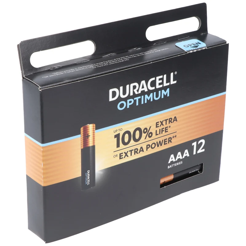 Duracell Optimum AAA Mignon Batterien, 1.5V LR03 MX2400, 12er-Pack