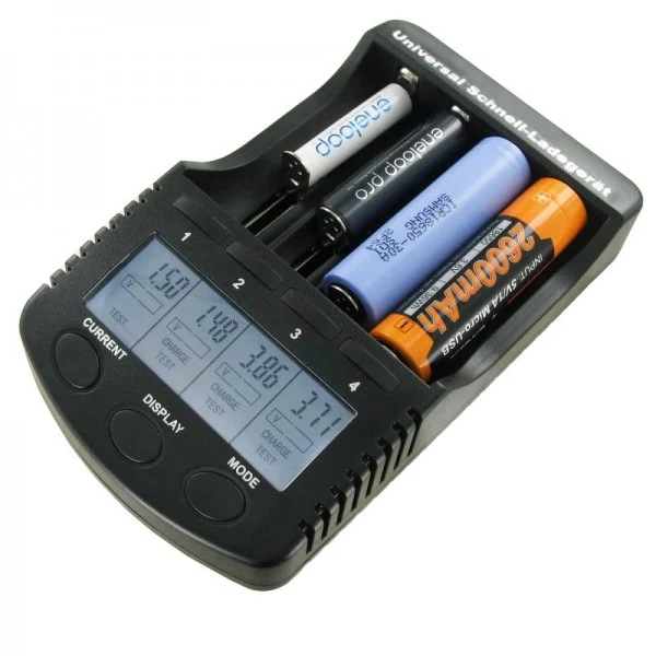 Xcell Li-Ion Schnell-Ladegerät passend für Li-Ion und NiMH Akku AA, AAA, 18650, 26650, 26500, 18490, 17500, 16340, 123A,