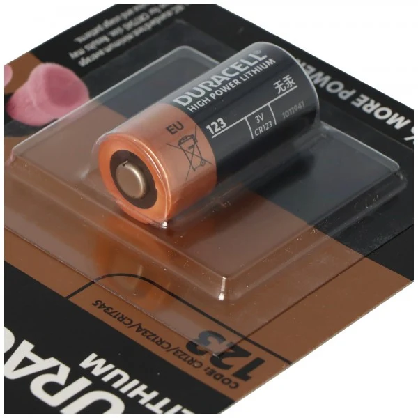 Duracell CR123A Photobatterie CR123 A Lithium Batterie DL123A, Abmessungen 34,5 x 17mm