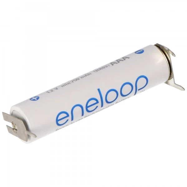 Panasonic Eneloop BK-4MCC Micro AAA NiMH Akku mit 3er Printkontakten Maße 44,5x10,5mm, Rastermaß 10mm
