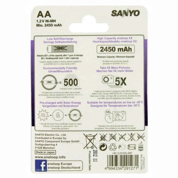 Eneloop Pro 1,2V 2500mAh HR-3UWX 8er Pack inkl. Akkubox