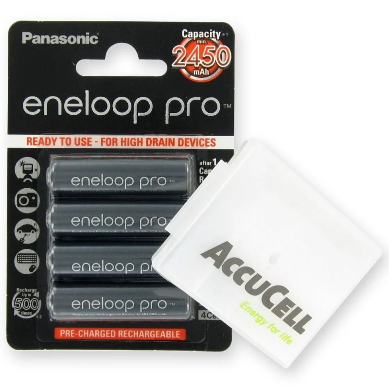 Panasonic eneloop Pro BK-3HCCE/4BE Mignon AA 1,2V NiMH Akku und ACBOXAA