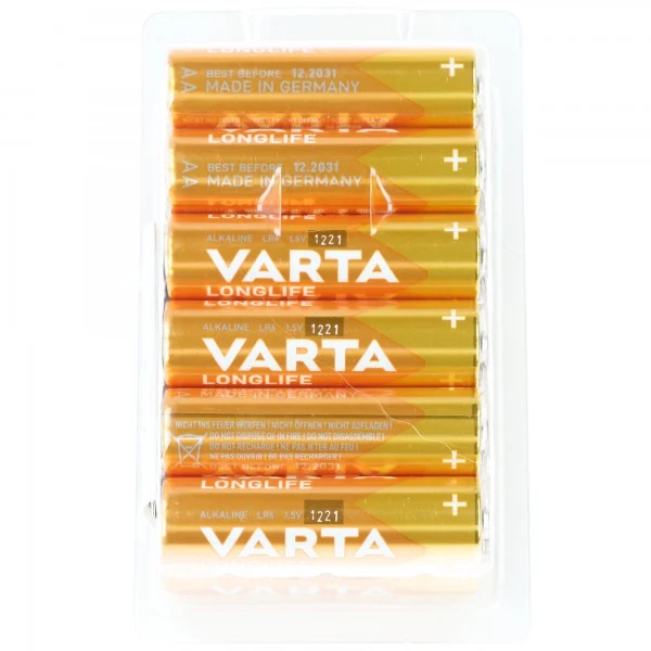 Varta Batterie Alkaline, Mignon, AA, LR06, 1.5V Longlife, Retail Box (12-Pack)
