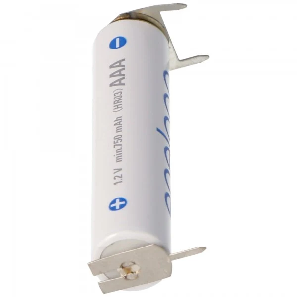 Panasonic Eneloop BK-4MCC Micro AAA NiMH Akku mit 3er Printkontakten Maße 44,5x10,5mm, Rastermaß 7mm