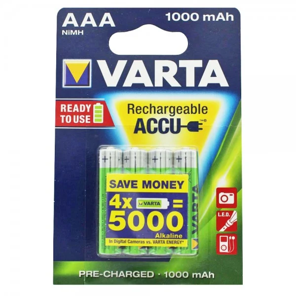 Varta Power Akku NiMH Akku AAA Micro 1,2V 1000mAh 4er Pack