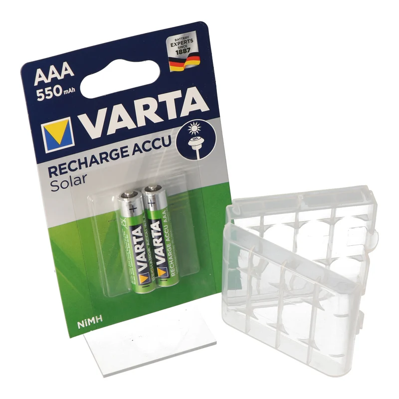 Solar Akku NiMH AAA Micro Varta 550mAh mit Akkubox