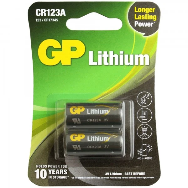 GP Batteries 3V 1400mAh CR123A Batterie GP Lithium (2 Stück)
