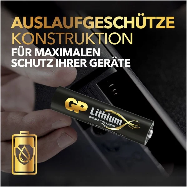 GP Batteries AAA Batterie GP Lithium 1,5V (4 Stück)