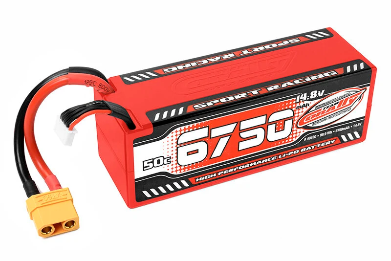 Team Corally C-49430 Sport Racing 50C Lipo Battery 6750Mah 14.8V Stick 4S Hard Wire Xt90