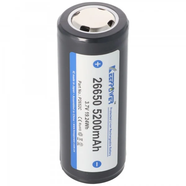 Keeppower 26650 3,7V 5200mAh PCB geschützt Li-Ion Akku