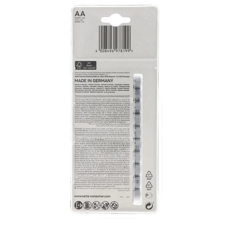 Varta Energy Batterie Alkaline Mignon AA LR06 1,5V 30er Pack