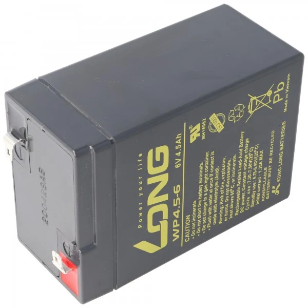 Kung Long WP4.5-6 Blei Akku 6V 4,5Ah mit Faston 4,8mm Steckkontakt