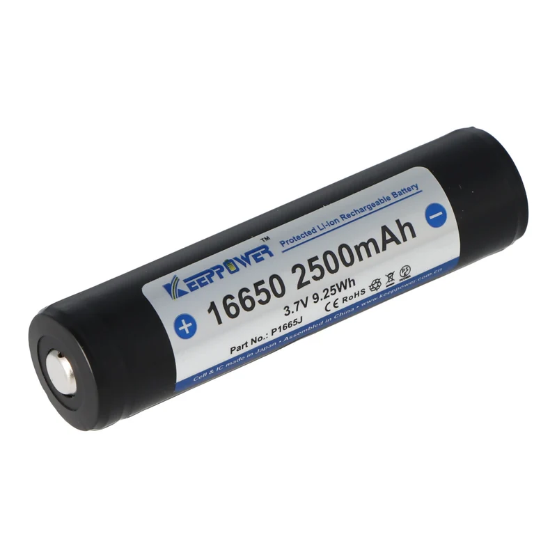 Keeppower 16650 3,7V 2500mAh geschützt Pluspol erhöht UR16650ZTA Li-Ion Akku