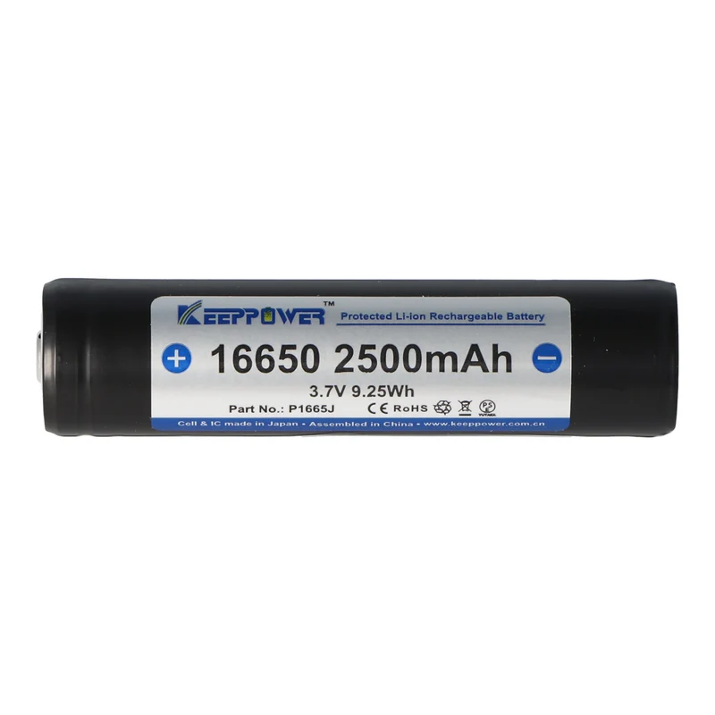 Keeppower 16650 3,7V 2500mAh geschützt Pluspol erhöht UR16650ZTA Li-Ion Akku