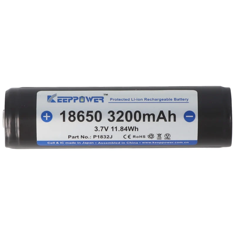 Keeppower 18650 3200mAh 3,7V Li-Ion Akku PCB geschützt mit Kopf