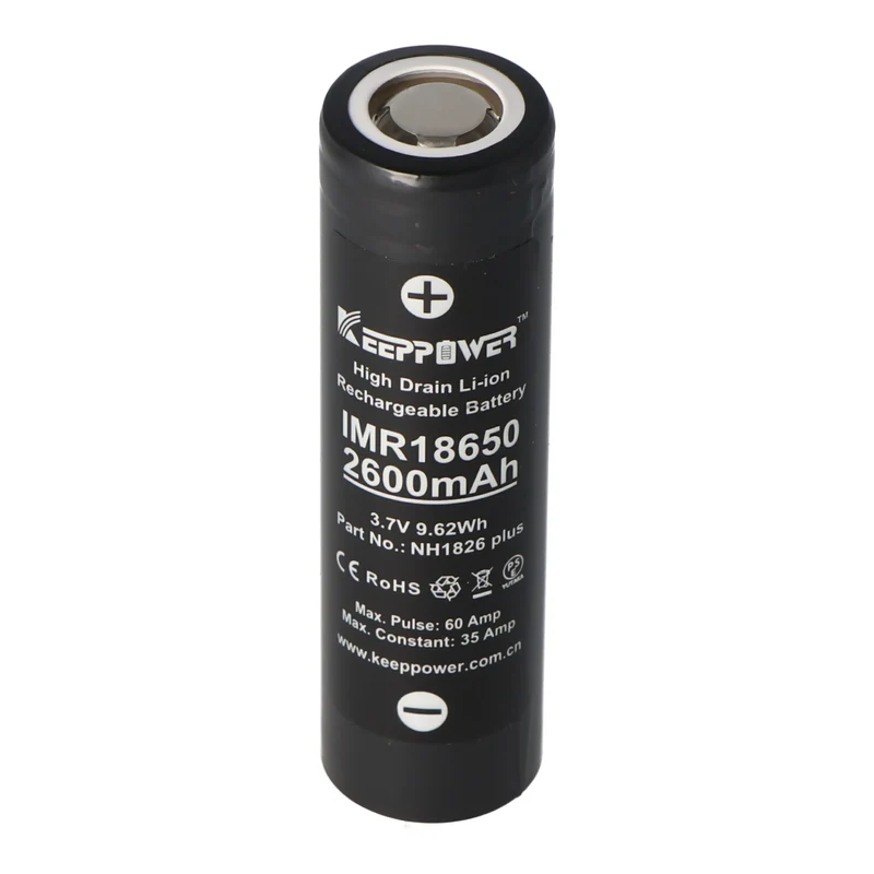 Keeppower IMR18650 Plus 2600mAh 3,7V (US18650VTC5A) 2600mAh (Flat Top) inkl. Akkuschutzbox