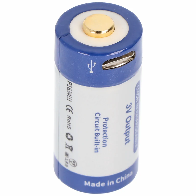Keeppower RCR123A 3.0 Volt 880mAh 1,5A Lithium Ionen Akku 16340 micro USB