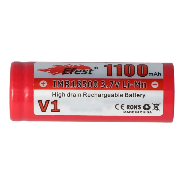Efest IMR 18500 V1 3,7V 1100mAh (Pluspol flach) Li-Mn Akku