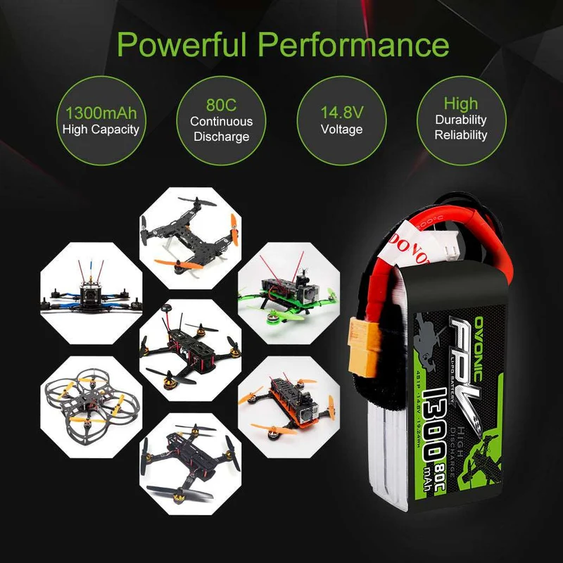 Ovonic FPV 4S 1300mAh 14,8V 80C XT60 LiPo Akku