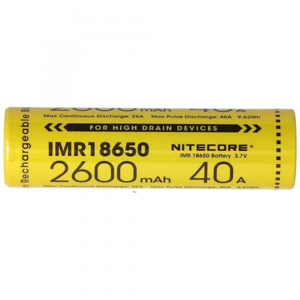 Nitecore 18650IMR Li-Ion Akku 3,7V 2600mAh/40A Flat Top (2 Stück)