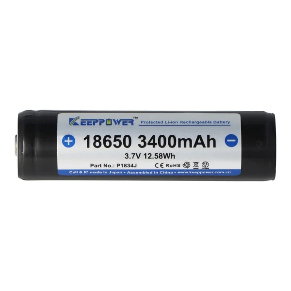 Keeppower 18650 Li-Ion Akku 3400mAh 3,7V geschützt PCB (Button Top)