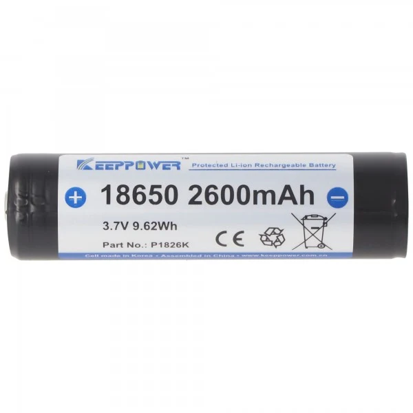 Keeppower 18650 - 2600mAh, 3,7V Li-Ion-Akku geschützt