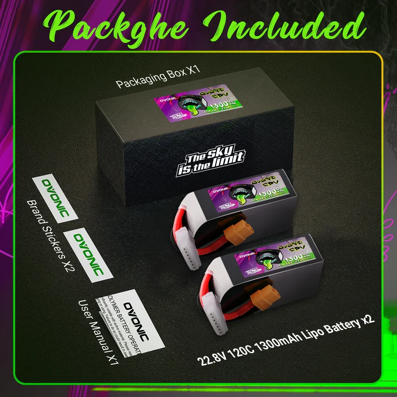 Ovonic Rebel 2.0 6S 1300mAh 120C 22,8 V XT60 LiHV (2 Stück)
