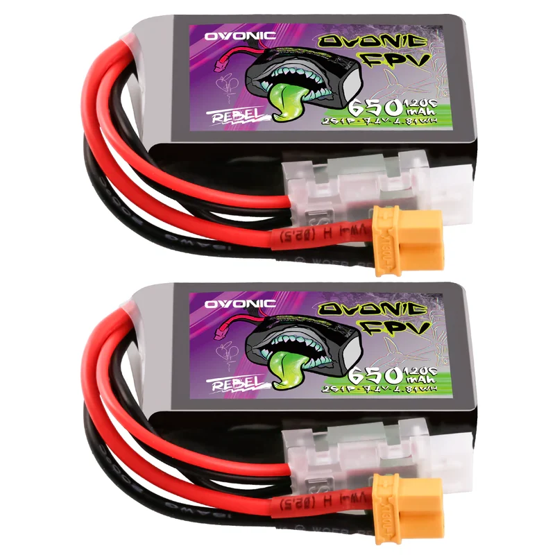 Ovonic Rebel 2.0 2S 650mah 7,4V 120C XT30 Lipo Akku (2 Stück)