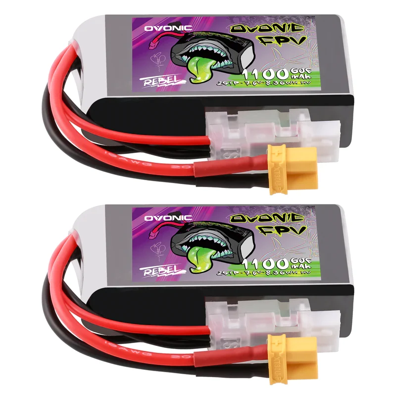 Ovonic Rebel 2.0 2S 1100mAh 60C 7,6V XT30 LiHV LiPo Akku (2 Stück))